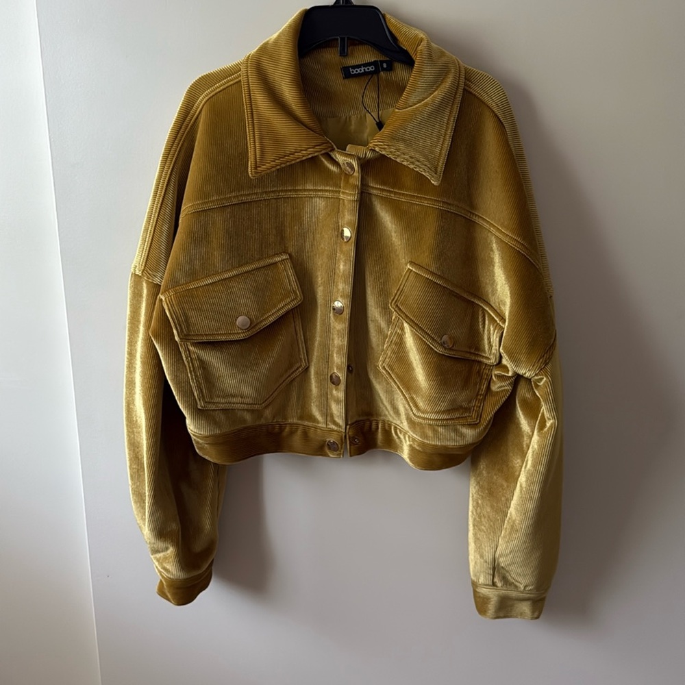 Boohoo yellow gold bomber jacket